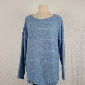 Company Ellen Tracy Womens Sweater Delphine Sequin Light Blue Size Large New